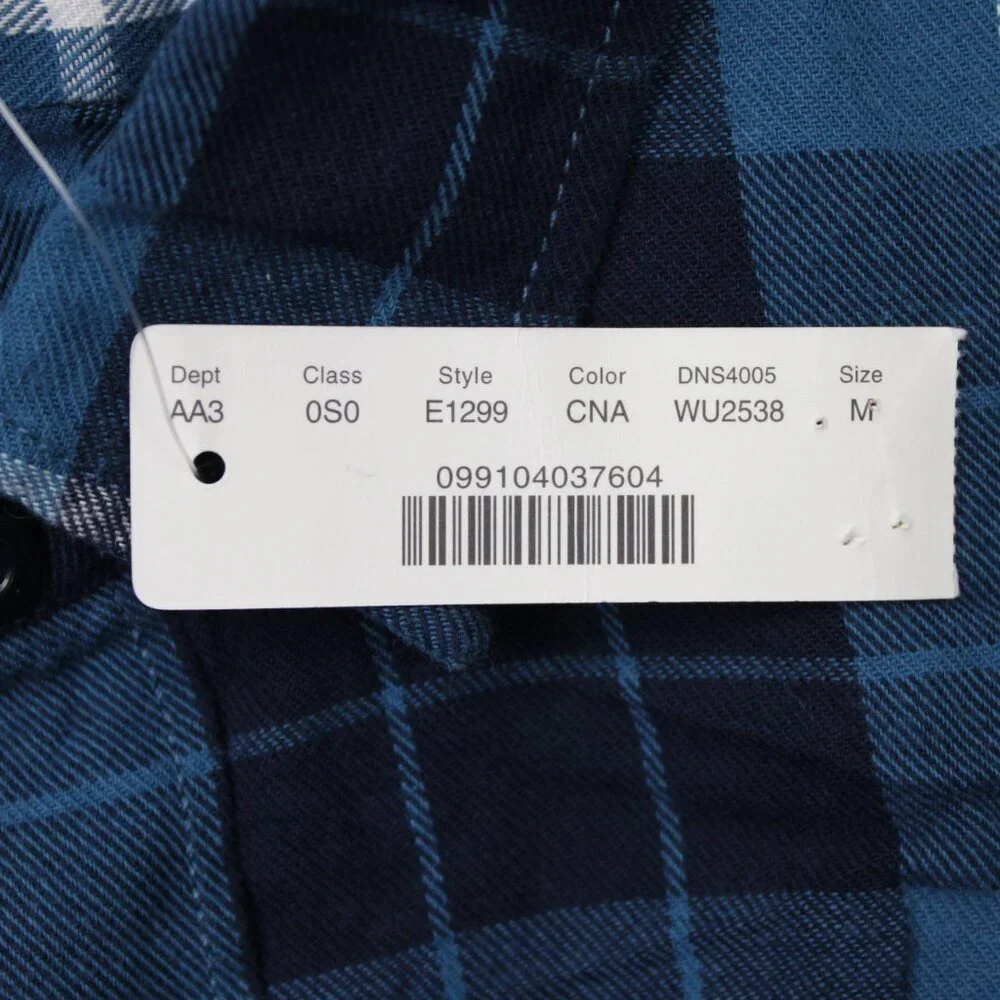 J. Crew Shirt NWT Mens Medium Blue Plaid Flannel‎ 100% Cotton Long Sleeve Button